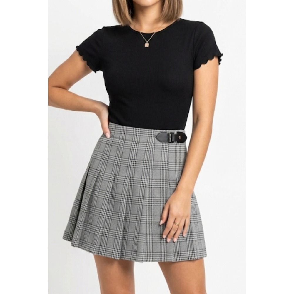 2 Hip Girls Black Solid & Plaid Short Sleeves Fit & Flare Dress Sz 8  NWT